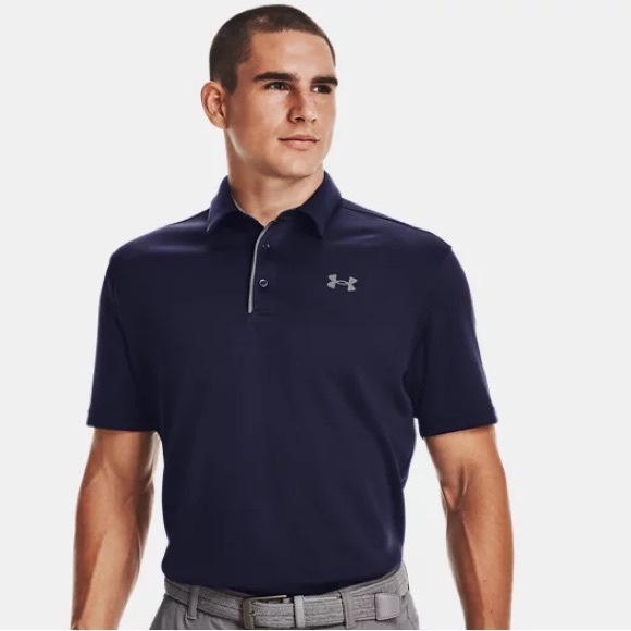 Under Armor Tech Heatgear Polo Shirt XL Navy and Gray - Picture 1 of 5